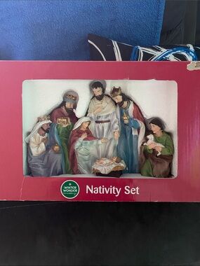 Winter Wonder Lane Blue and Multicolor Nativity Set